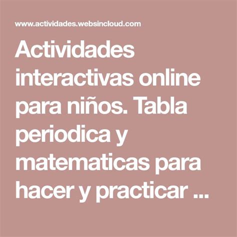 Actividades Interactivas Online Para Ni Os Tabla Periodica Y