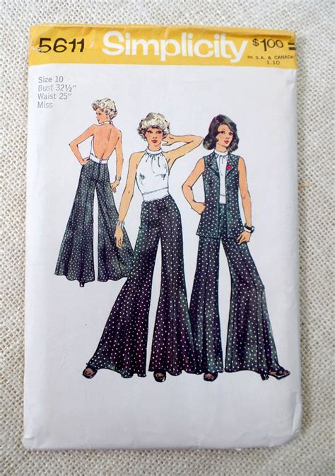 Vintage 1970s Sewing Pattern Simplicity 5611 Palazzo Pants