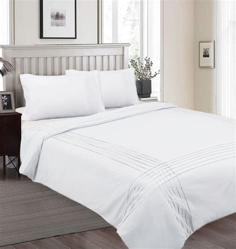 Shangri La Linen Classic Pintuck Quilt Cover Set White Double Buy