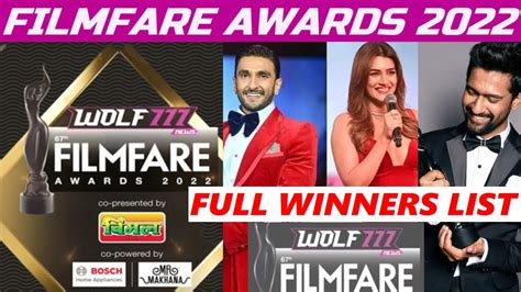 Filmfare Awards 2022 Complete Winners List Kriti Sanon Vicky Kaushal