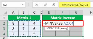 Minverse In Excel Inverse Matrix Using Minverse Function