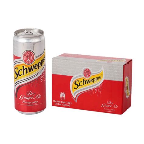 Thùng 24 lon nước soda Schweppes Dry Ginger Ale hương gừng 320ml