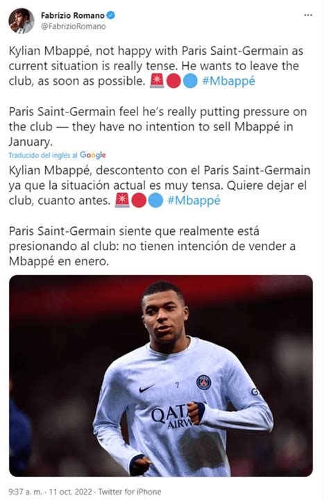 Kylian Mbappé Psg El Jugador Estaría Harto Del Club Y Habría Pedido Su Salida Antes De Lo