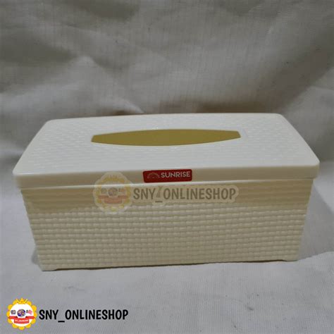 Tempat Kotak Tisu Tissue Box Rotan Plastik Putih Sunrise Tb