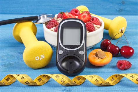 Glucometer Harina De Avena Fresca Con Las Frutas Cent Metro Y Pesas