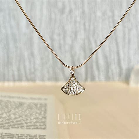 Ficcino K Gold Plated Titanium Steel Ginkgo Leaf Pendant Necklace