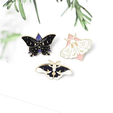 Gold Enchanted Forest Moth Hard Enamel Pin Magical Fantasy Etsy