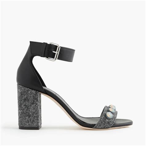 J Crew Collection Jeweled Strappy High Heel Sandals In Black Lyst