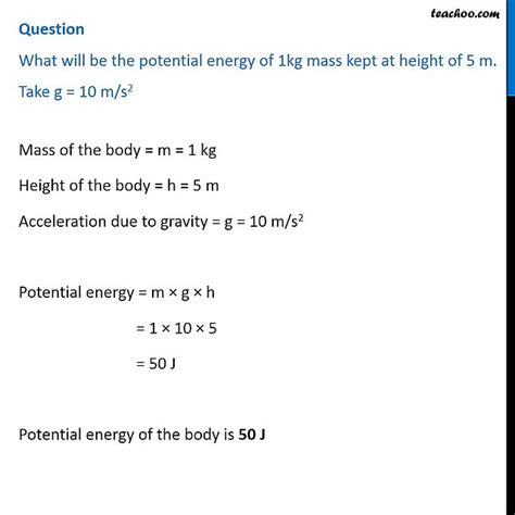 Potential Energy Definition Types Formula Examples Teachoo