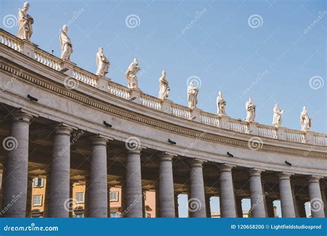 Statues and Columns at St Peters Square Stock Photo - Image of square ...