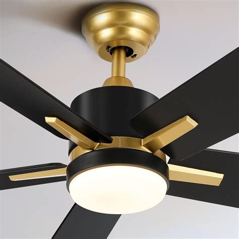 YITAHOME 52 Inch Black Gold Ceiling Fan With Light Remote And APP