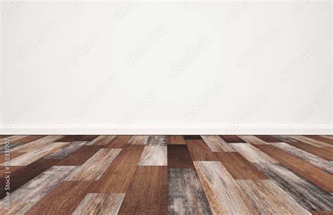 Wood floor with white wall, empty room background Stock Photo | Adobe Stock