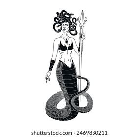 Vector Illustration Gorgon Medusa Turns Stone Stock Vector Royalty