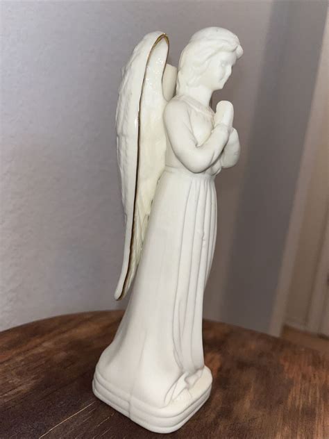 Praying Angel Candle Holder White Ceramic Bisque Figurine 725 Tall