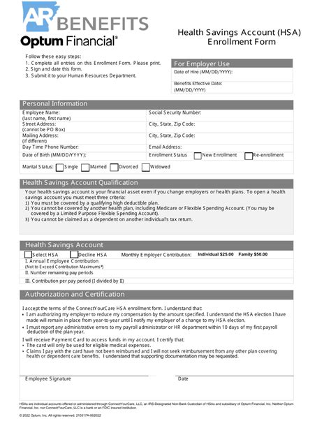 2022 Arkansas Health Savings Account Hsa Enrollment Form Fill Out