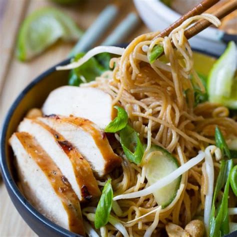 Thai Chicken Noodle Bowl With Peanut Sauce