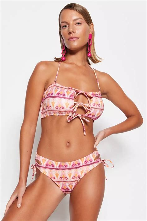 Buy Trendyol Ethnic Pattern Tie Regular Bikini Bottom Online