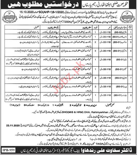 District Health Authority Dha Rahim Yar Khan Jobs Job