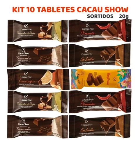 Kit 10x Tabletes Sortidos Chocolate Cacau Show 20g Atacado