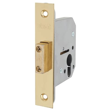 Era Viscount Euro Profile Deadlock 76mm Case 56mm Backset Polished Brass