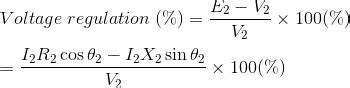 Voltage Regulation Percentage Formula