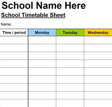 25 FREE School Timetable Templates [WORD, EXCEL, PDF]