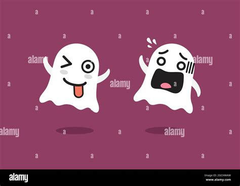 Funny Ghosts Character Emoji Cartoon Emoticons Stock Vector Image