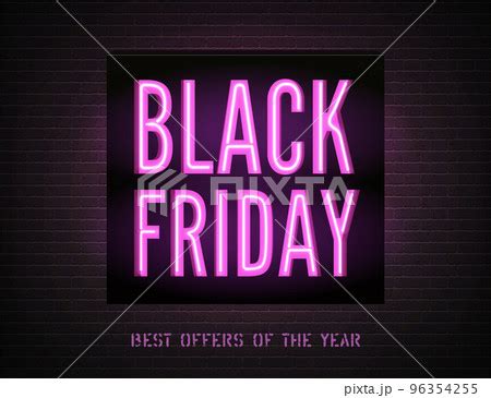 Black friday Purple neon light box with annual のイラスト素材 96354255 PIXTA