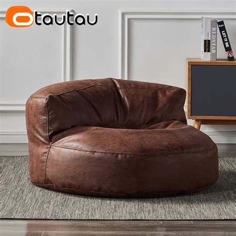 Otautau Faux Suede Couro Nico Sof Capa Lazy Bean Bag Sac Pouf Cadeira