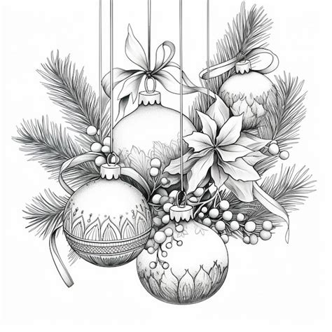 Premium AI Image | a drawing of a christmas ornament with ornaments and ...