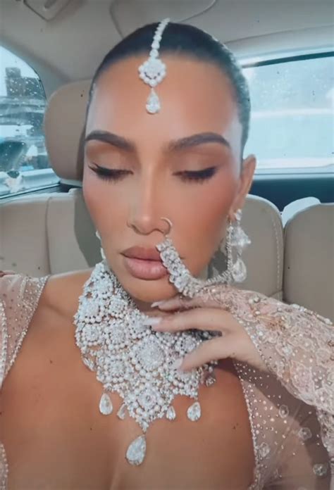 Kim Kardashian Wears Elaborate Diamond Jewelry At Ambani Wedding In India