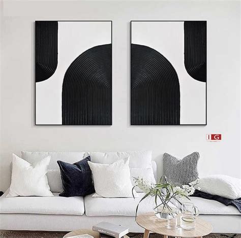 Black and White Abstract Art Set of 2 Black Abstract Art Set - Etsy