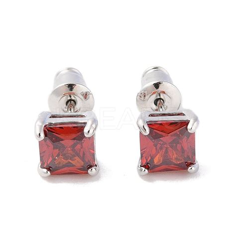 Wholesale Rack Plating Brass Micro Pave Cubic Zirconia Stud Earrings