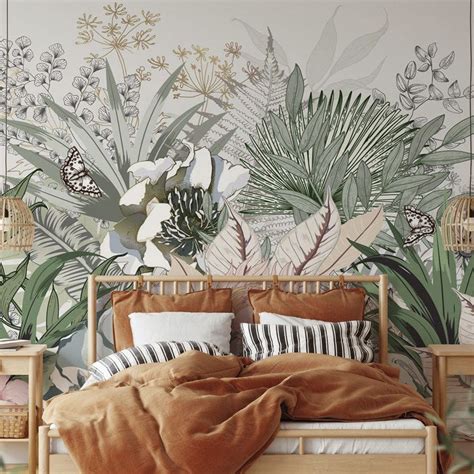 Papier Peint Contemporain Botanic MuralConcept En Textile Non