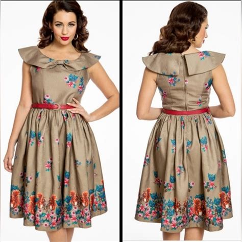 Lindy Bop Dresses Lindy Bop Floral Squirrel Hetty Swing Retro Dress