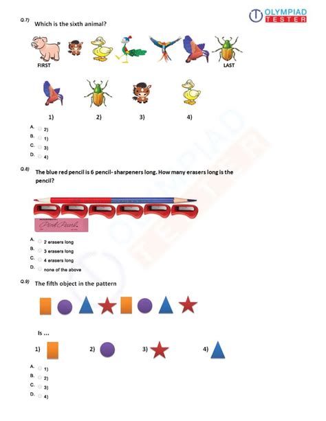 Class 1 Logical Reasoning For Olymipads 1st Grade Worksheets