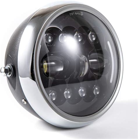 Amazon Evomosa Motorcycle Headlight Round Black Led Automotive