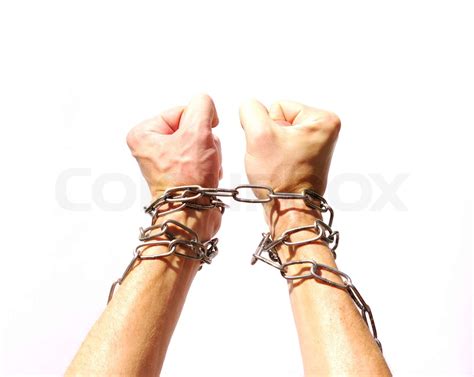 Hands Chained Together Stock Image Colourbox