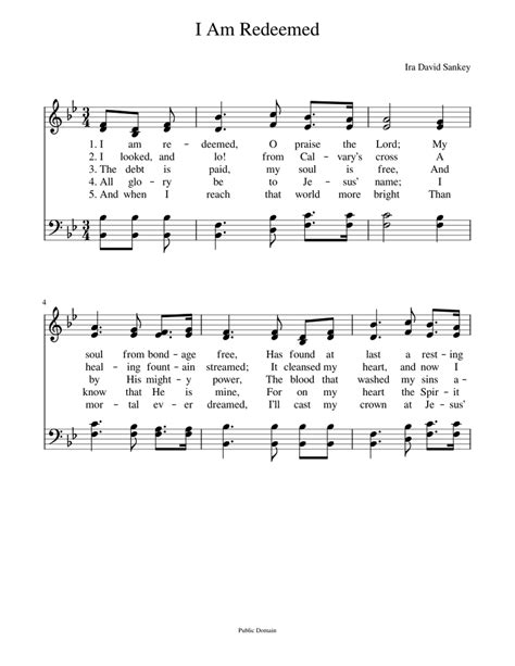 I Am Redeemed O Praise The Lord Ira David Sankey Sheet Music For