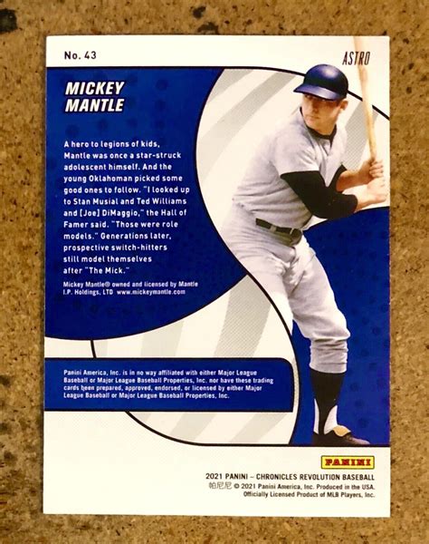 Panini Chronicles Revolution Astro Mickey Mantle For Sale