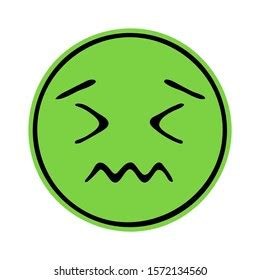 Nauseated Green Face Doodle Emoji Vector Stock Vector Royalty Free