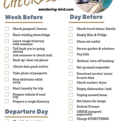 Free Pre Travel Checklist 15 Essential Things To Do Before Your Holiday Vacation Checklist