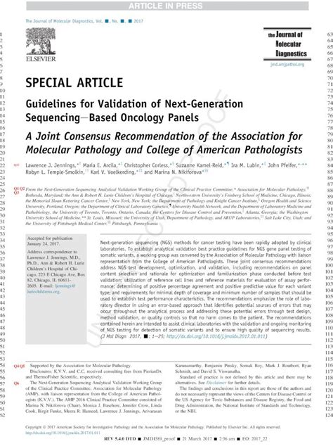 Pdf Guidelines For Validation Of Next Generation Sequencing Source