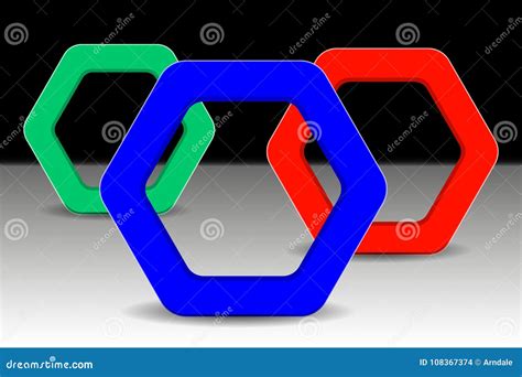 Sistema De Las Banderas Hexagonales Del Color Para El Texto Modelo De