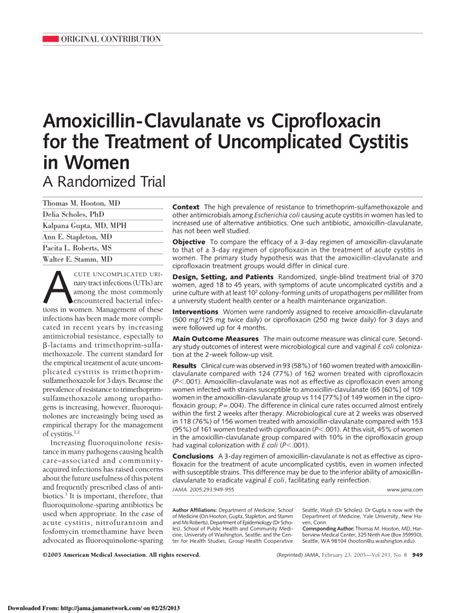 PDF Amoxicillin Clavulanate Vs Ciprofloxacin For The Treatment Of