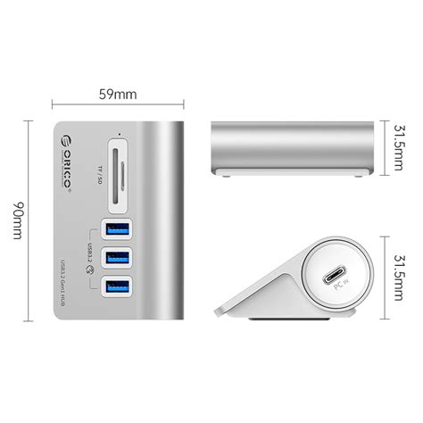 Aluminum Port Usb Hub With Tf Sd Card Reader Orico