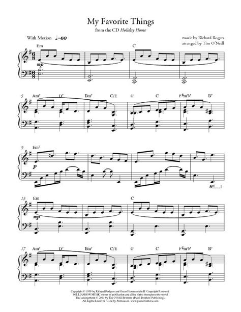 My Favorite Things | Christmas Sheet Music