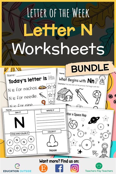 the letter n worksheets bundle includes letters and numbers