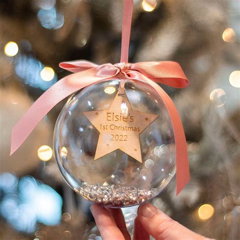 Personalised Baby S 1st Christmas Star Tree Bauble Etsy UK