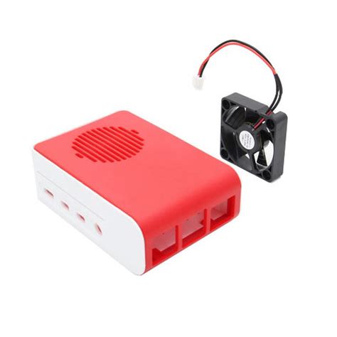 Carcasa Para Raspberry Pi 4 Modelo B Rojo Blanco Con Ventilador Negro